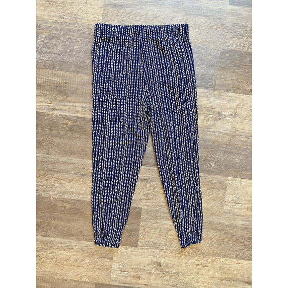Per Se Pants Pull On Elastic Waist Navy Blue & White Casual Rayon Lounge Joggers - Picture 3 of 10